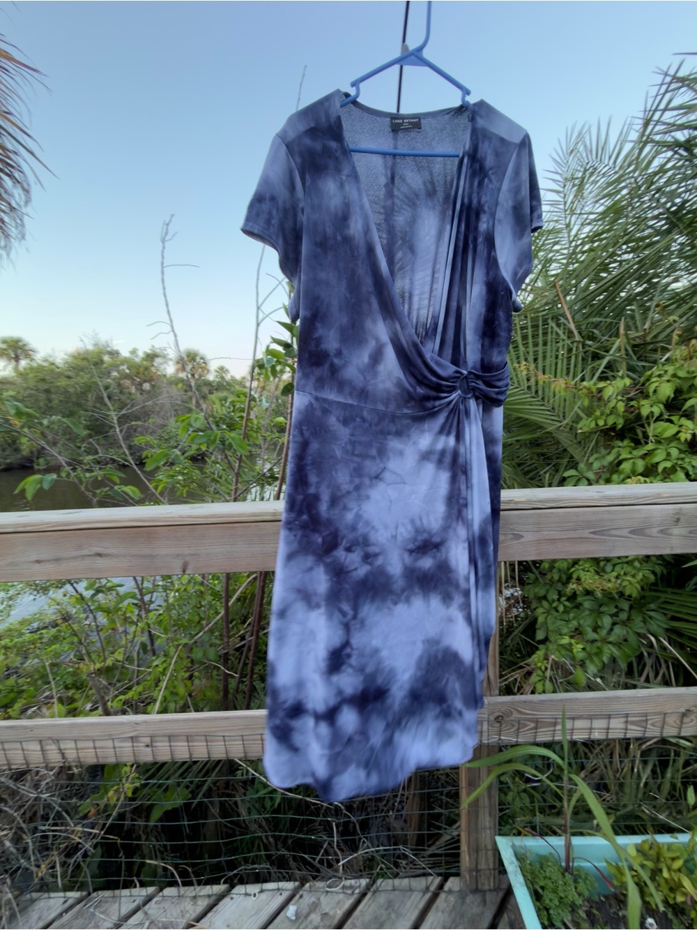 Lane Bryant Navy Tie-Dye Wrap Midi Dress